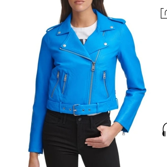 Levi's Jackets & Blazers - IN SEARCH OF Levi's Peacock Blue Faux Leather Jacket Size XL or 16